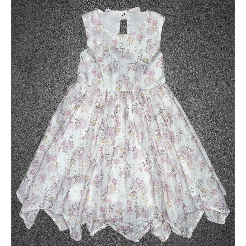 Rachel Ashwell Handkerchief Hem Dress Girls 3–4Y Pink Cream Bow Fairy Cottage